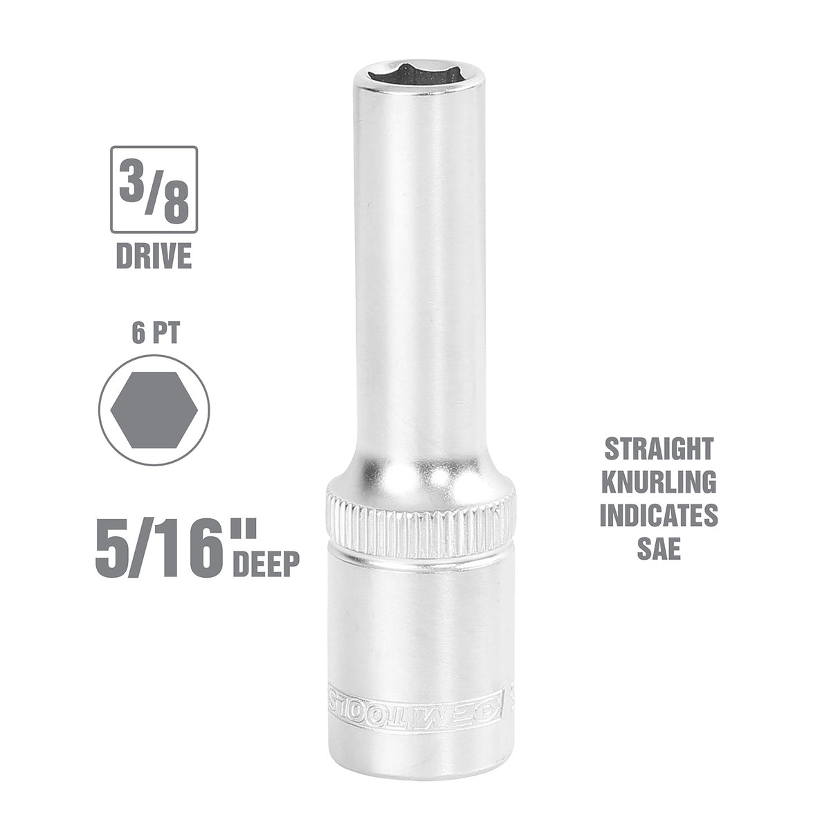 OEMTOOLS 22341 5/16 Inch 3/8 Inch Drive Deep Wall Socket Additional Image 1