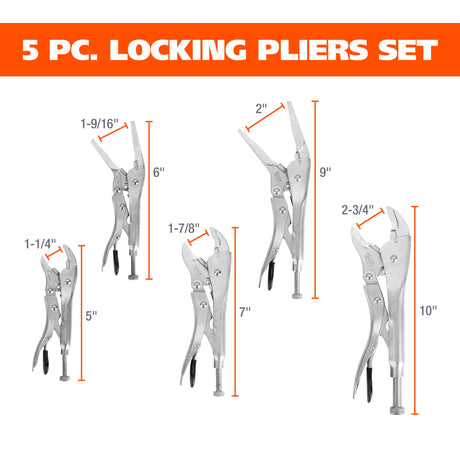 GreatNeck 74230 5-Piece Locking Plier Set Additional Image 1