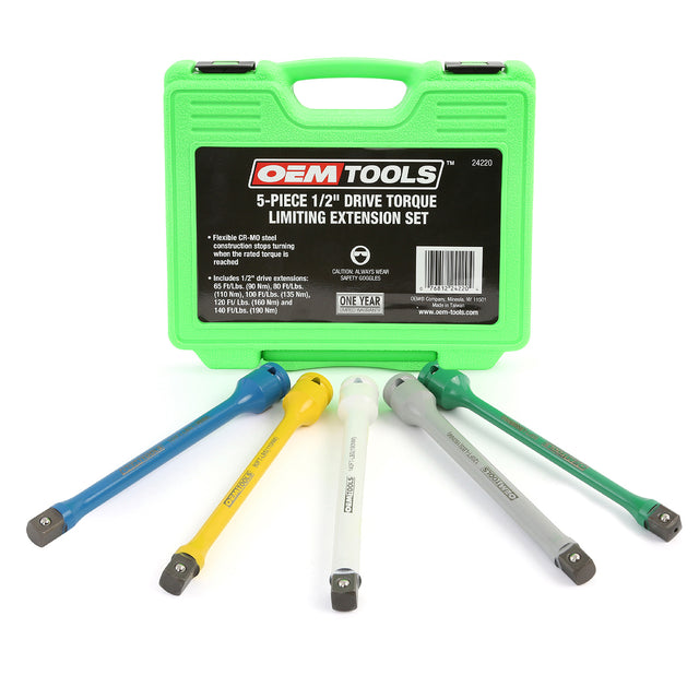 OEMTOOLS 24220 5 Piece 1/2in. Drive Torque Limiting Extension Set Main Image