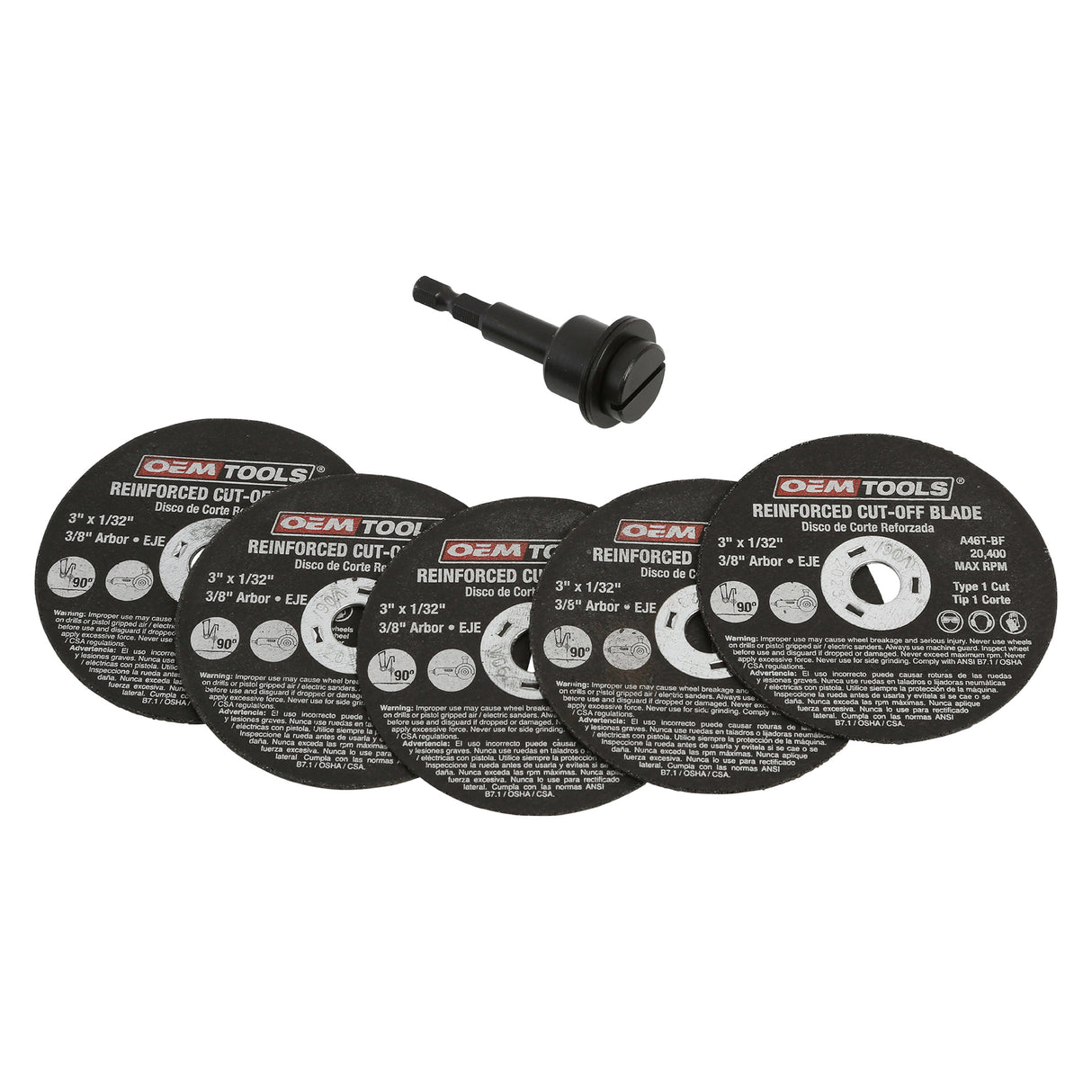 OEMTOOLS 26524 5 Piece Cut Off Wheel Set with Mandrel Main Image