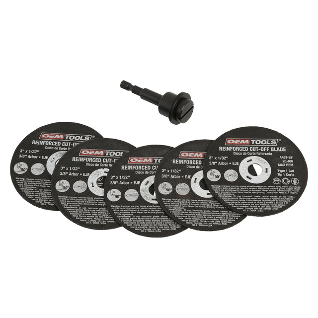 OEMTOOLS 26524 5 Piece Cut Off Wheel Set with Mandrel Main Image