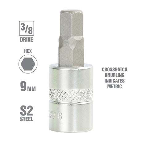 OEMTOOLS 22845 3/8 Inch Drive Hex Bit Socket (9 mm) Additional Image 1
