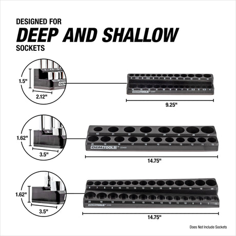 OEMTOOLS 22487 3 Piece Magnetic Socket Tray Set - Black, Metric Additional Image 4