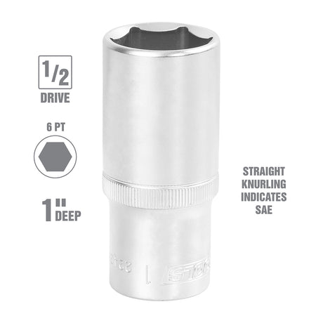 OEMTOOLS 22428 1/2 Inch Drive 6 Pt. Deep Wall Socket (1 Inch) Additional Image 1