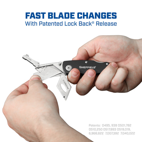 Sheffield 12613 Folding Lock Back® Utility Knife - Black Additional Image 1