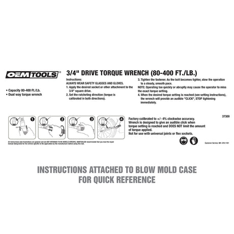 OEMTOOLS 37309 3/4in. Drive Torque Wrench (75-400 Ft/Lb.) Additional Image 8