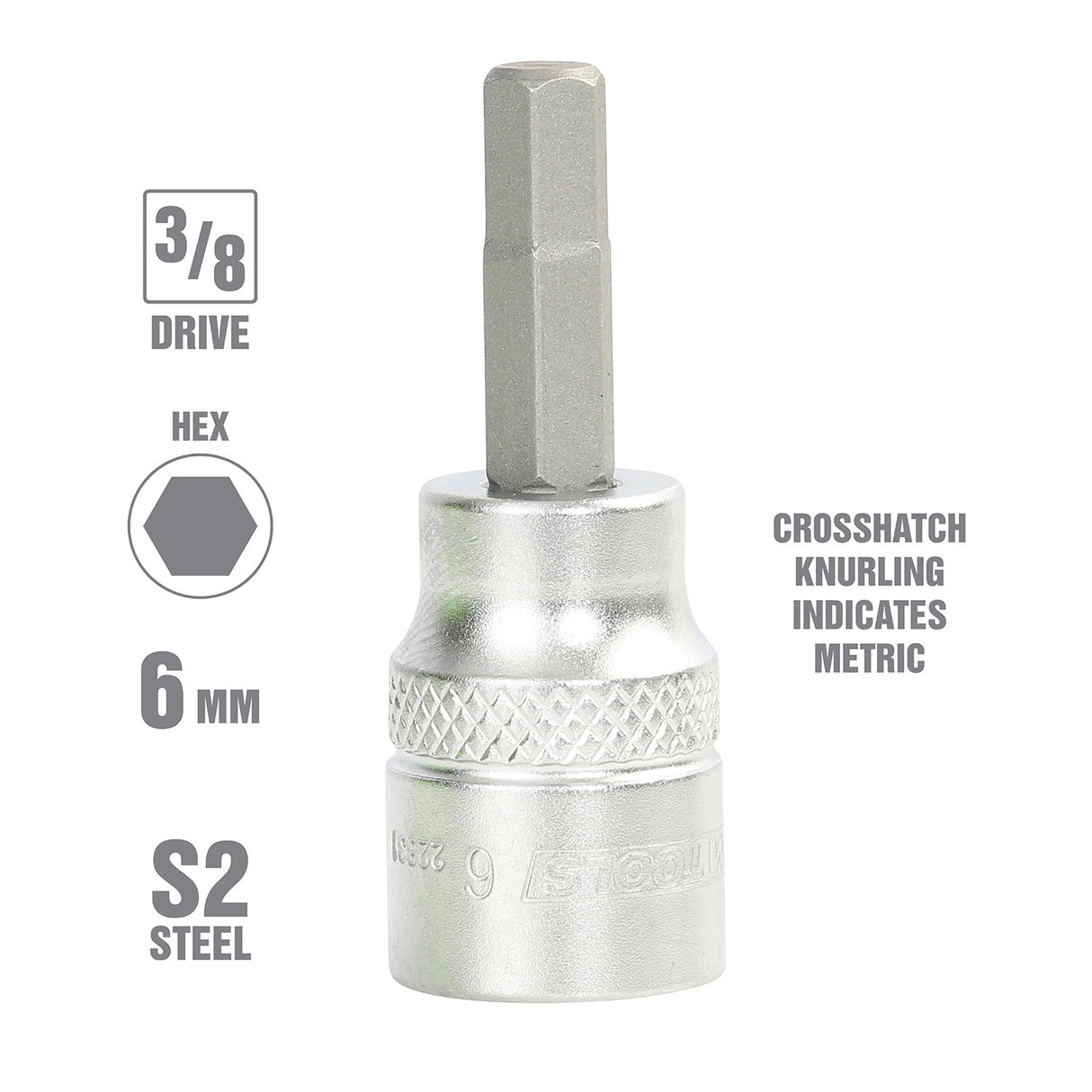 OEMTOOLS 22831 3/8 Inch Drive Hex Bit Socket (6 mm) Additional Image 1