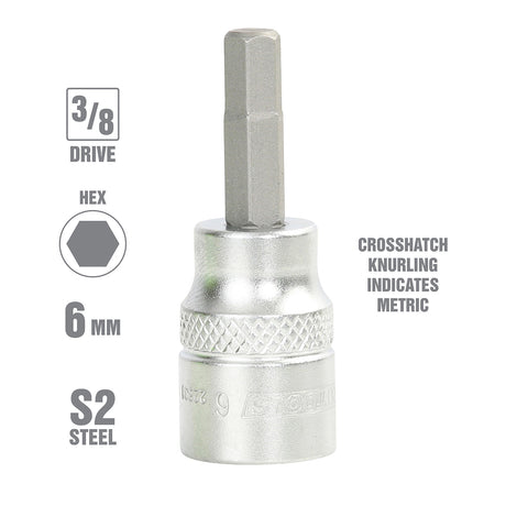 OEMTOOLS 22831 3/8 Inch Drive Hex Bit Socket (6 mm) Additional Image 1
