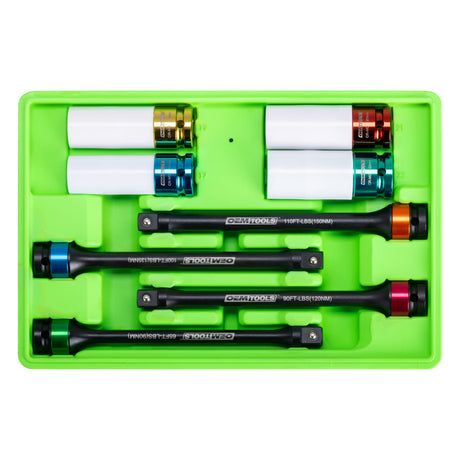 OEMTOOLS 24228 8 Piece Torque Limiting Extension & Thin Wall Socket Set Additional Image 1