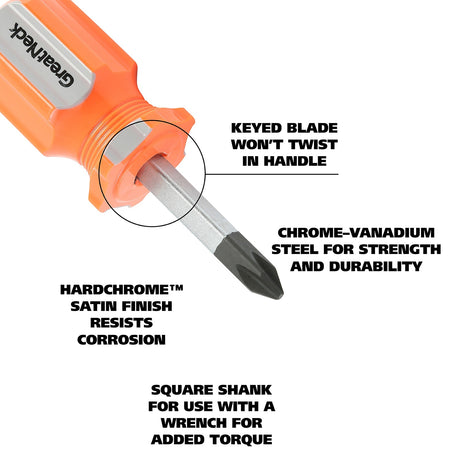 GreatNeck 73120 #2 x 1.5 Inch Phillips Square Shank Screwdriver Additional Image 3