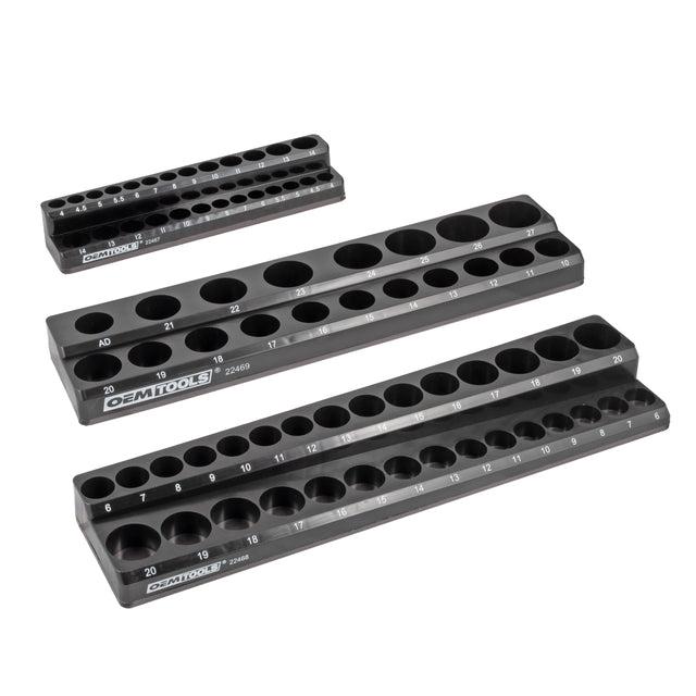 OEMTOOLS 22487 3 Piece Magnetic Socket Tray Set - Black, Metric Main Image