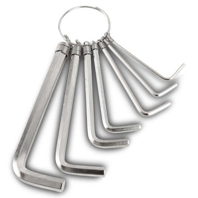 GreatNeck HKM7C Hex Key Wrench Set (7 Piece Metric) on Key Ring Main Image