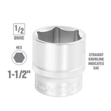 OEMTOOLS 22373 1-1/2 Inch 1/2 Inch Drive Socket Additional Image 1