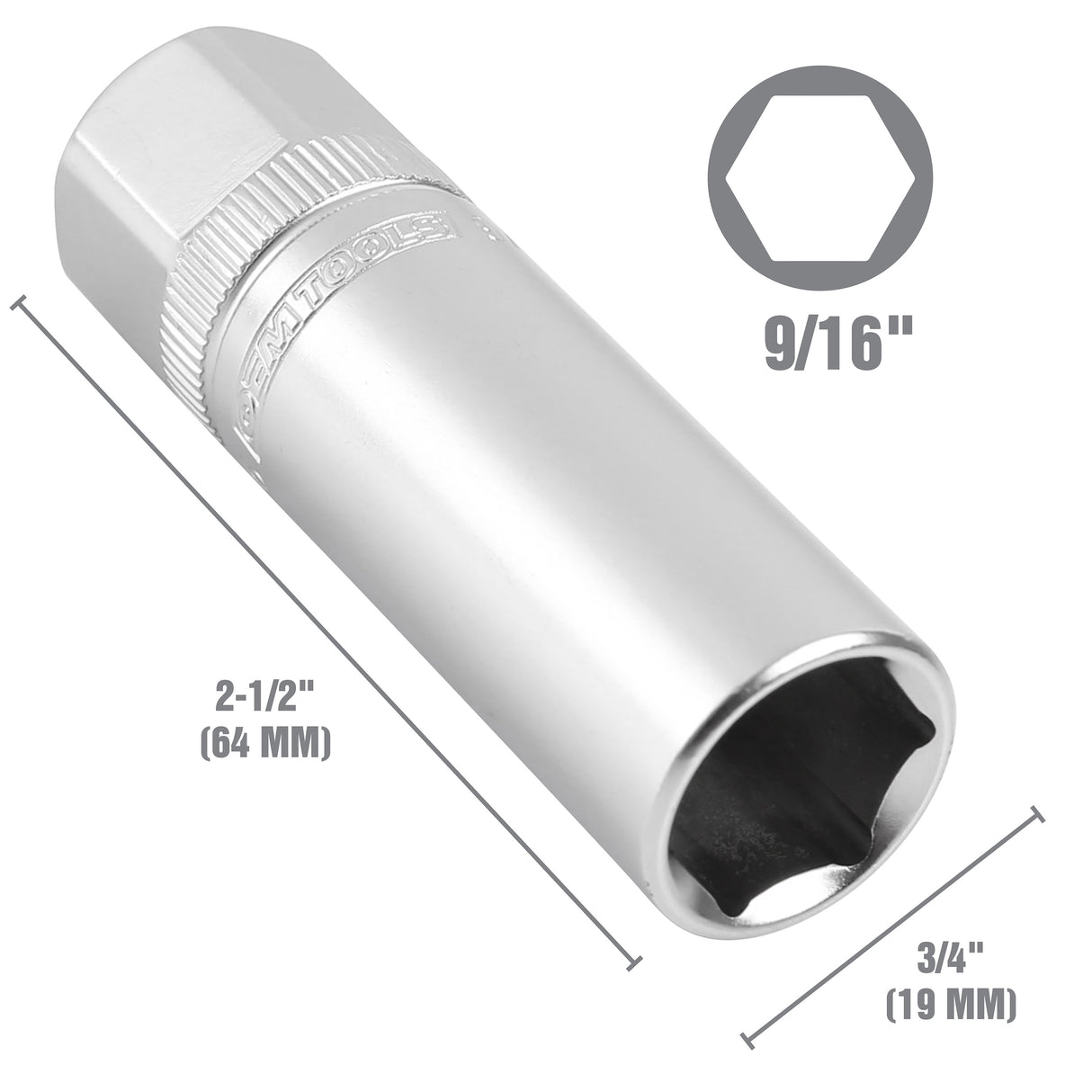 OEMTOOLS 22880 9/16 Inch 3/8in. Drive Magnetic Spark Plug Socket Additional Image 1