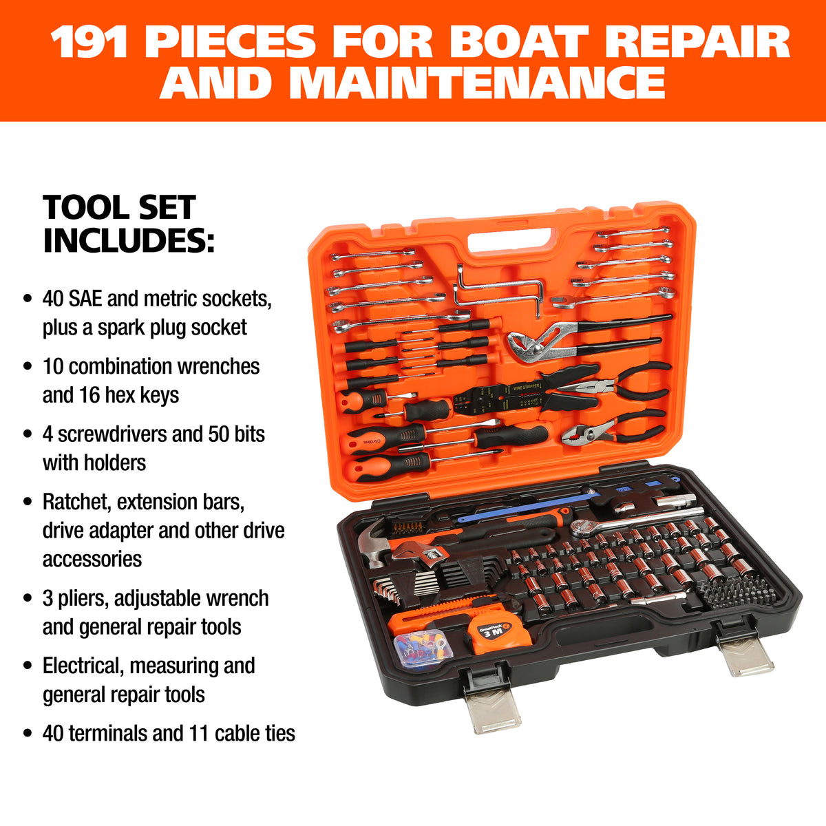 GreatNeck MS191 Mariner's Tool Set (191 Piece) Additional Image 1