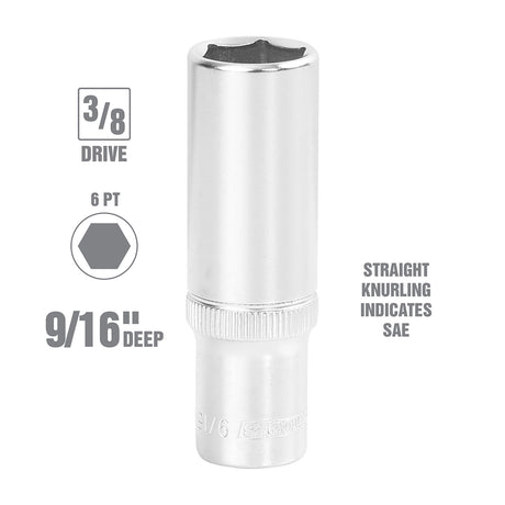 OEMTOOLS 22345 3/8 Inch Drive Deep Wall Socket Additional Image 1