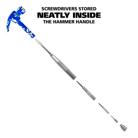Great Neck HA104003 5 in 1 Blue Floral Hammer and Screwdriver Set Additional Image 3