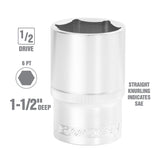 OEMTOOLS 22432 1/2 Inch Drive 6 Pt. Deep Wall Socket (1-1/2 Inch) Additional Image 1
