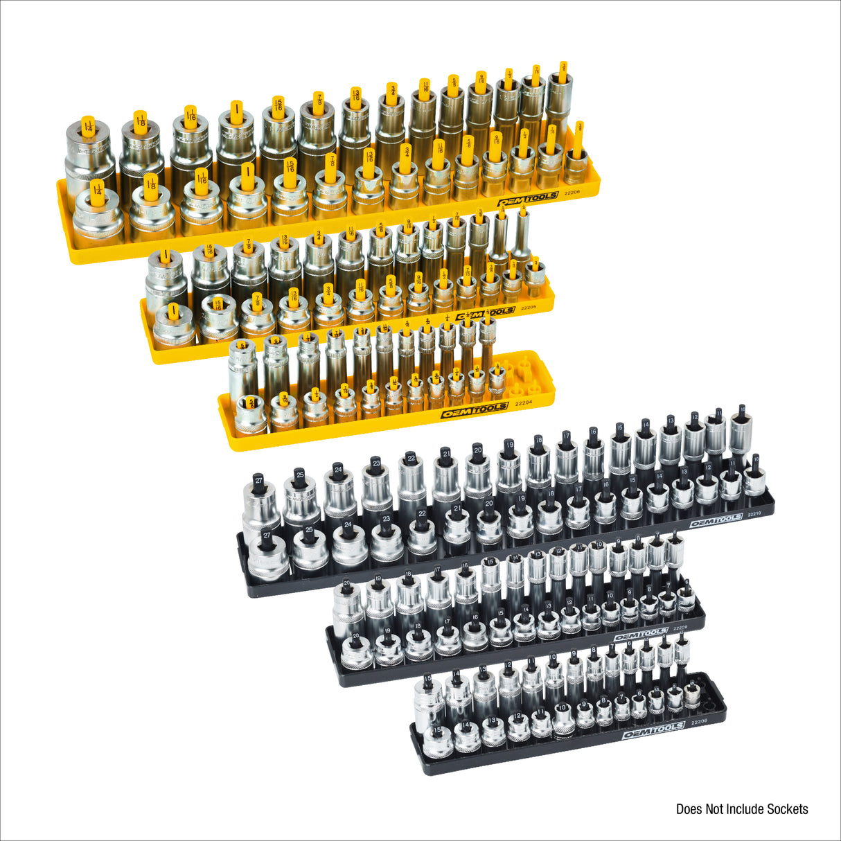OEMTOOLS 22238 6 Piece SAE and Metric Socket Tray Set (Yellow and Black) Additional Image 3