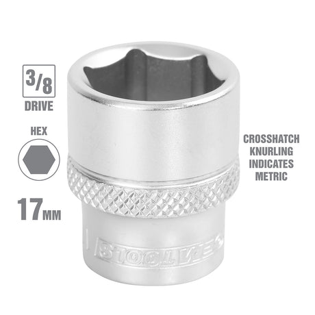 OEMTOOLS 22291 3/8 Inch Drive 6 Pt. Socket (17 mm) Additional Image 1