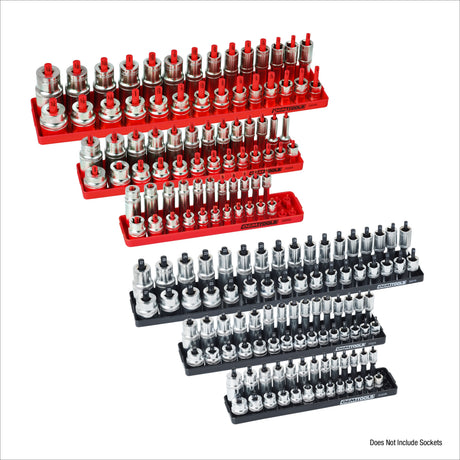 OEMTOOLS 22234 6 Piece SAE and Metric Socket Tray Set (Red and Black) Additional Image 1