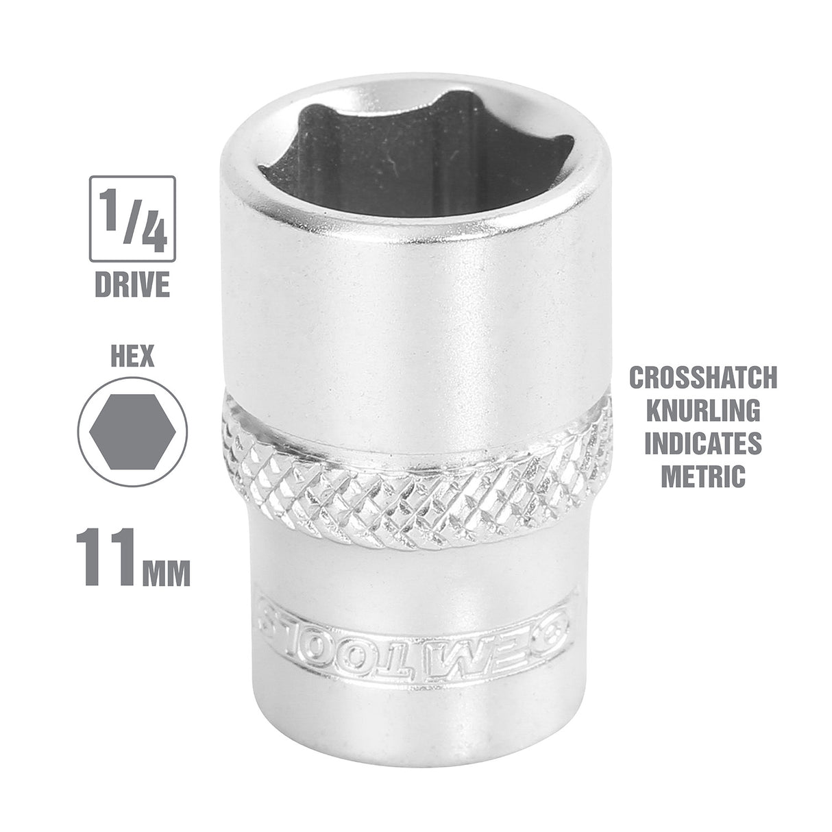 OEMTOOLS 22248 1/4 Inch Drive 6 Pt. Socket (11 mm) Additional Image 1