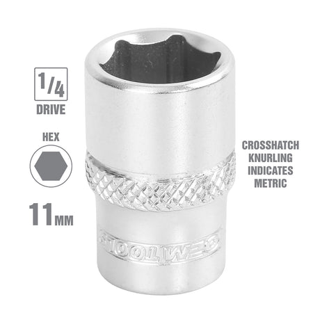 OEMTOOLS 22248 1/4 Inch Drive 6 Pt. Socket (11 mm) Additional Image 1