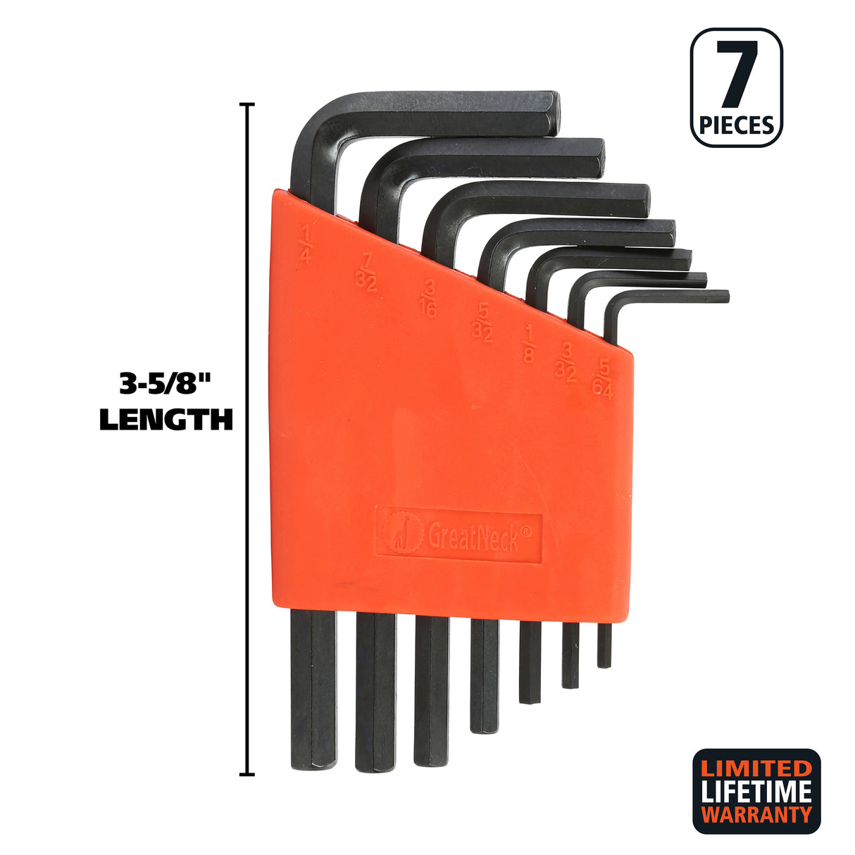 GreatNeck HK7A Hex Key Set (7 Piece SAE) with Holder Additional Image 1