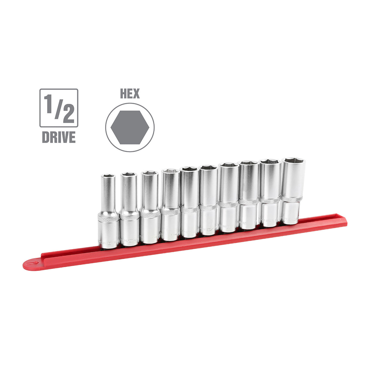 OEMTOOLS 22959 10 Piece 1/2in. Deep Socket Set (Metric) Additional Image 1
