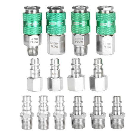 OEMTOOLS 26134 High Flow 14 Piece Coupler & Plug Kit, 1/4in. Body, 1/4in. NPT Main Image