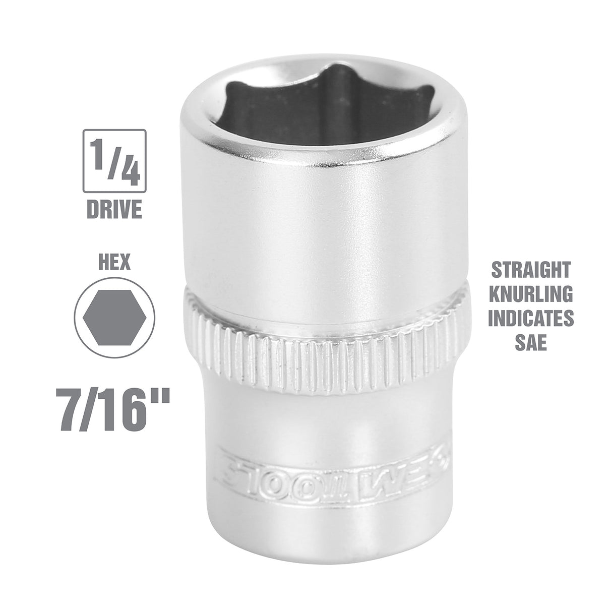 OEMTOOLS 22229 1/4 Inch Drive 6 Pt. Socket (7/16 Inch) Additional Image 1