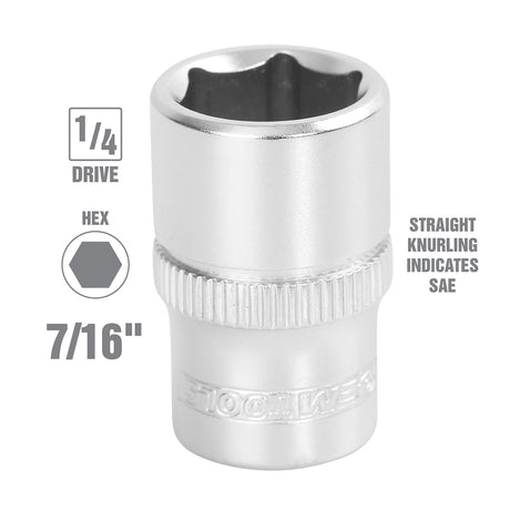 OEMTOOLS 22229 1/4 Inch Drive 6 Pt. Socket (7/16 Inch) Additional Image 1