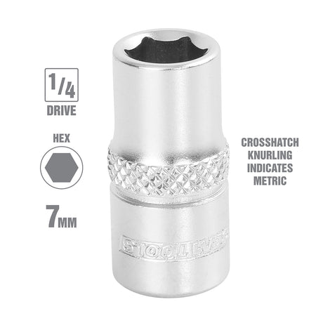 OEMTOOLS 22244 1/4 Inch Drive 6 Pt. Socket (7 mm) Additional Image 1