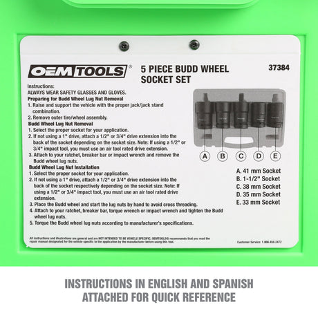 OEMTOOLS 37384 5 Piece Budd Wheel Socket Set Additional Image 3