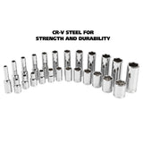 GreatNeck 18622 22 Piece 1/4 Drive Deep/Shallow Socket Set with Tray (Metric) Additional Image 4