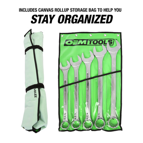 OEMTOOLS 22101 5 Piece SAE Jumbo Combination Wrench Set (1-1/2in. – 2in.) Additional Image 2
