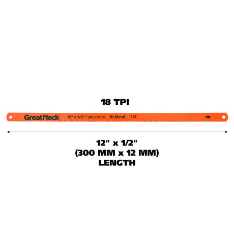 GreatNeck GB228 Bi-Metal Hacksaw Blades 12 Inch 18 TPI (2 Pack) Additional Image 2