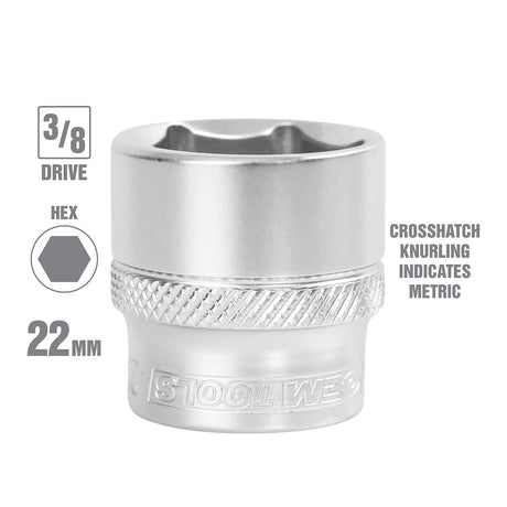 OEMTOOLS 22296 3/8 Inch Drive 6 Pt. Socket (22 mm) Additional Image 1
