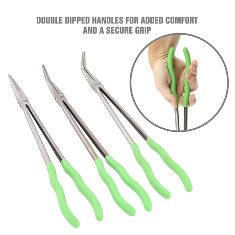 OEMTOOLS 22660 16 Inch Long Reach Long Nose Pliers Set - 3 Piece Additional Image 4