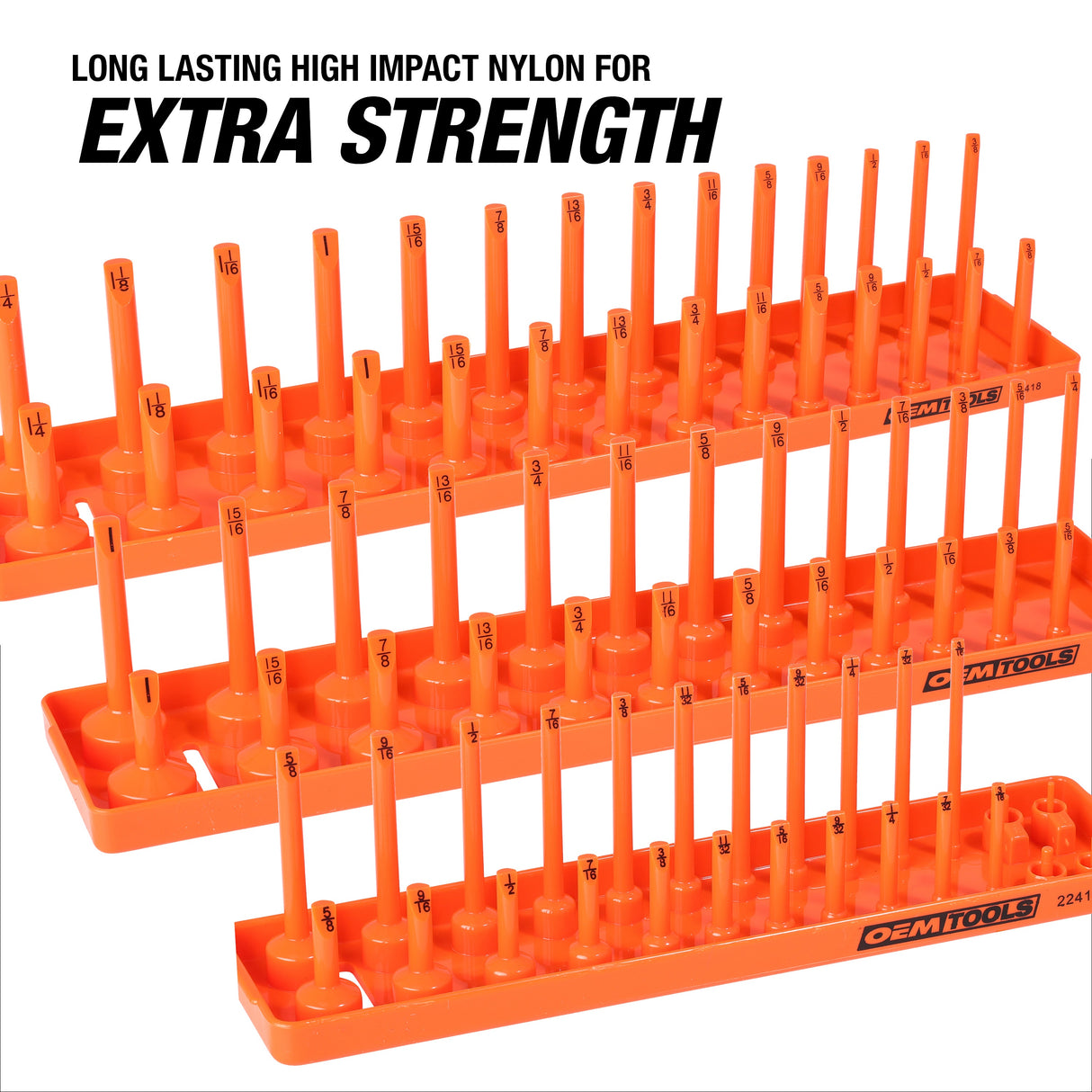 OEMTOOLS 22418 6 Piece SAE and Metric Socket Tray Set (Orange and Black) Additional Image 4