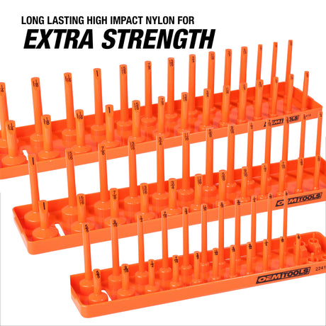 OEMTOOLS 22418 6 Piece SAE and Metric Socket Tray Set (Orange and Black) Additional Image 4