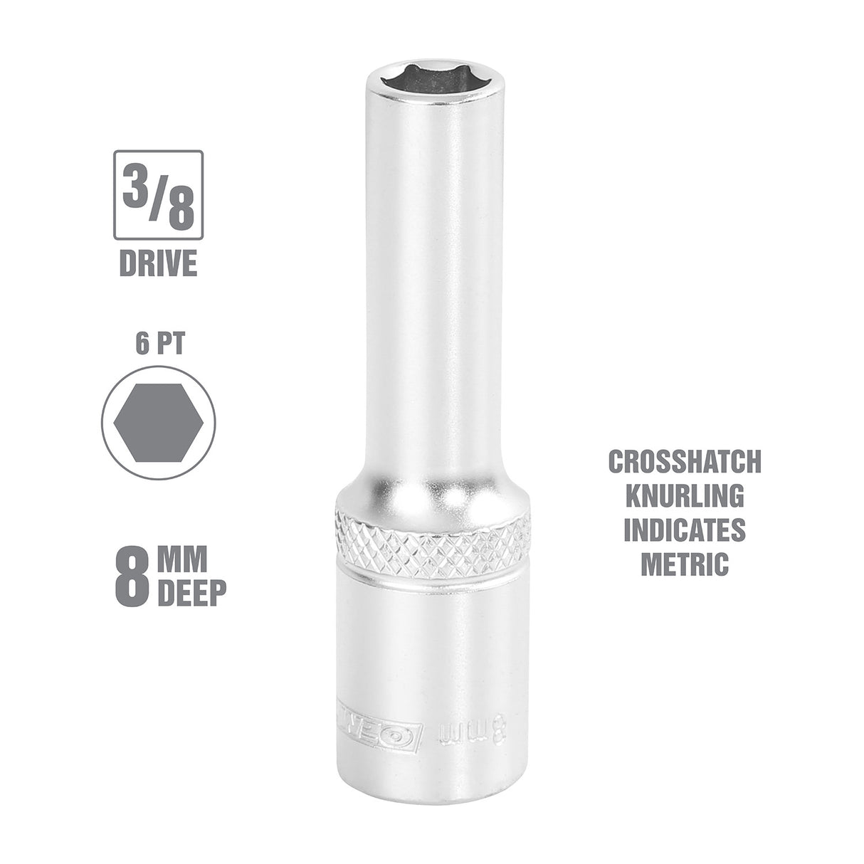 OEMTOOLS 22322 8 mm 3/8 Inch Drive Deep Socket Additional Image 1