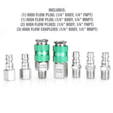 OEMTOOLS 26132 High Flow 7 Piece Coupler & Plug Kit, 1/4in. Body, 1/4in. NPT Additional Image 1