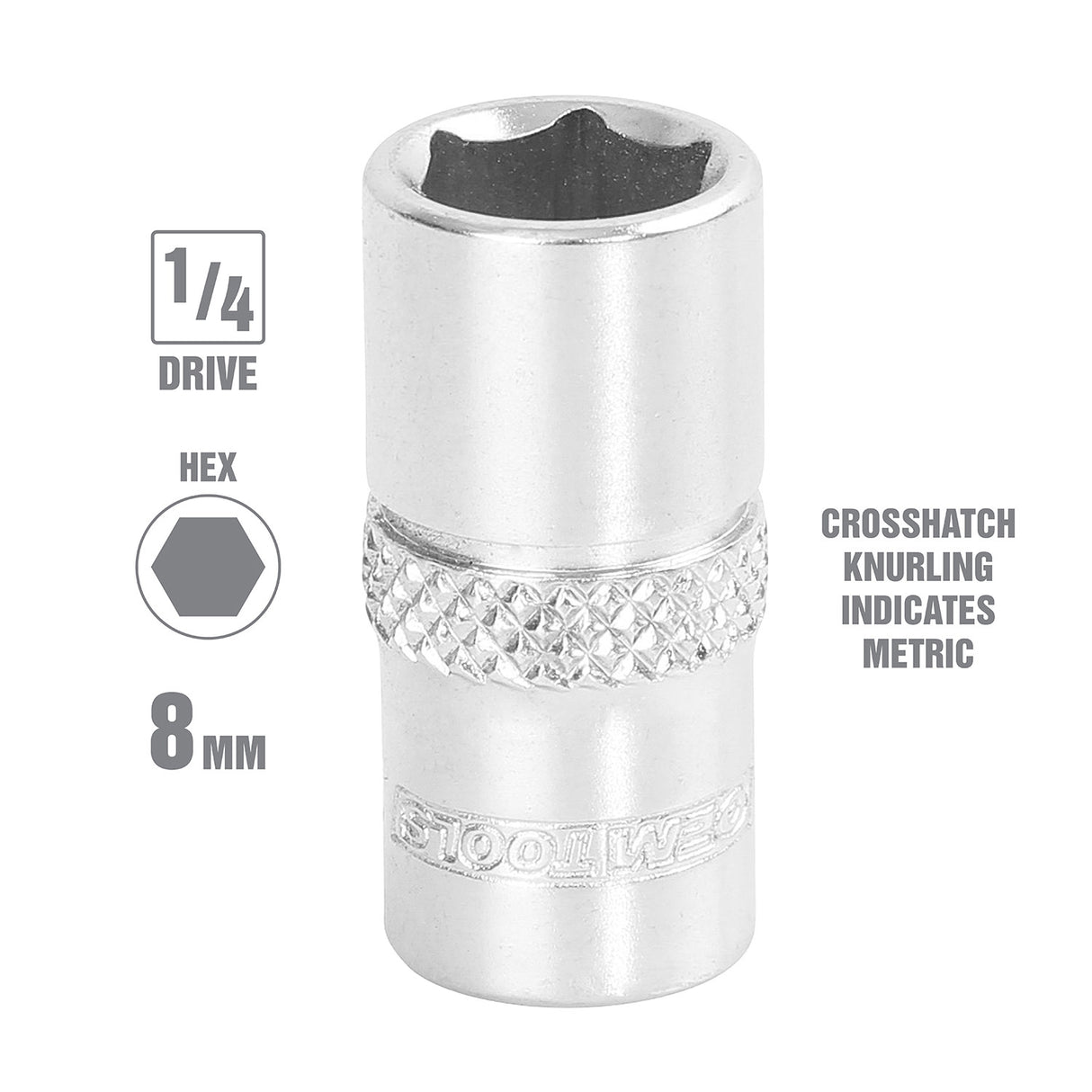OEMTOOLS 22245 1/4 Inch Drive 6 Pt. Socket (8 mm) Additional Image 1