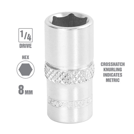 OEMTOOLS 22245 1/4 Inch Drive 6 Pt. Socket (8 mm) Additional Image 1