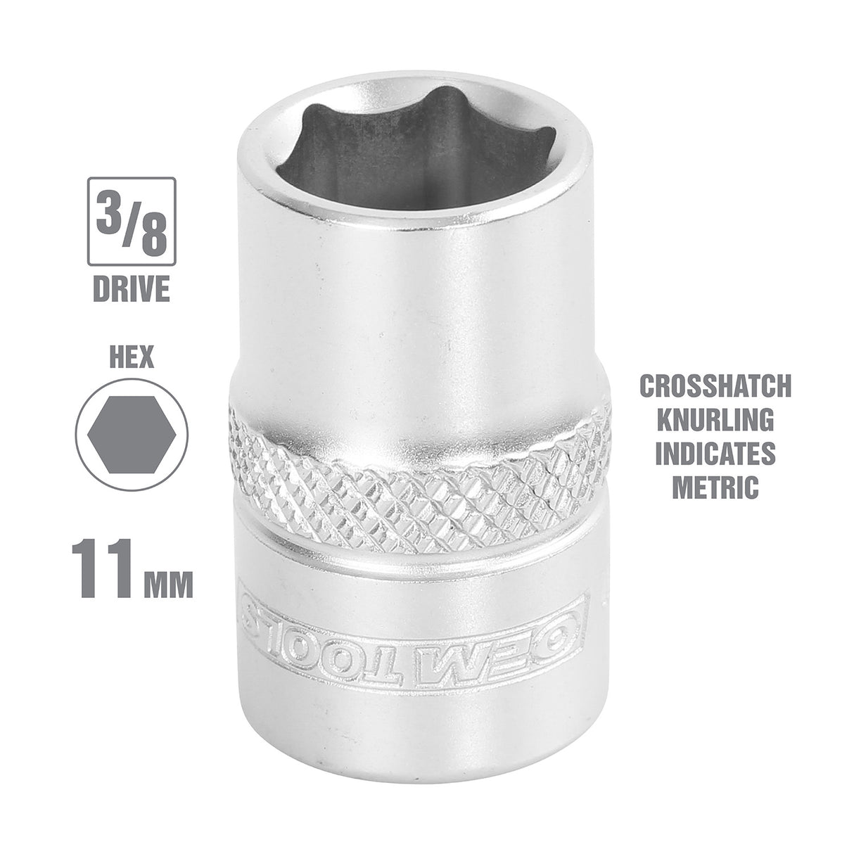 OEMTOOLS 22285 3/8 Inch Drive 6 Pt. Socket (11 mm) Additional Image 1