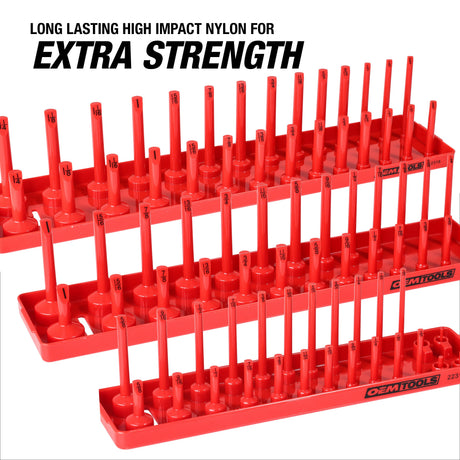 OEMTOOLS 22413 6 Piece SAE and Metric Socket Tray Set (Red and Gray) Additional Image 4
