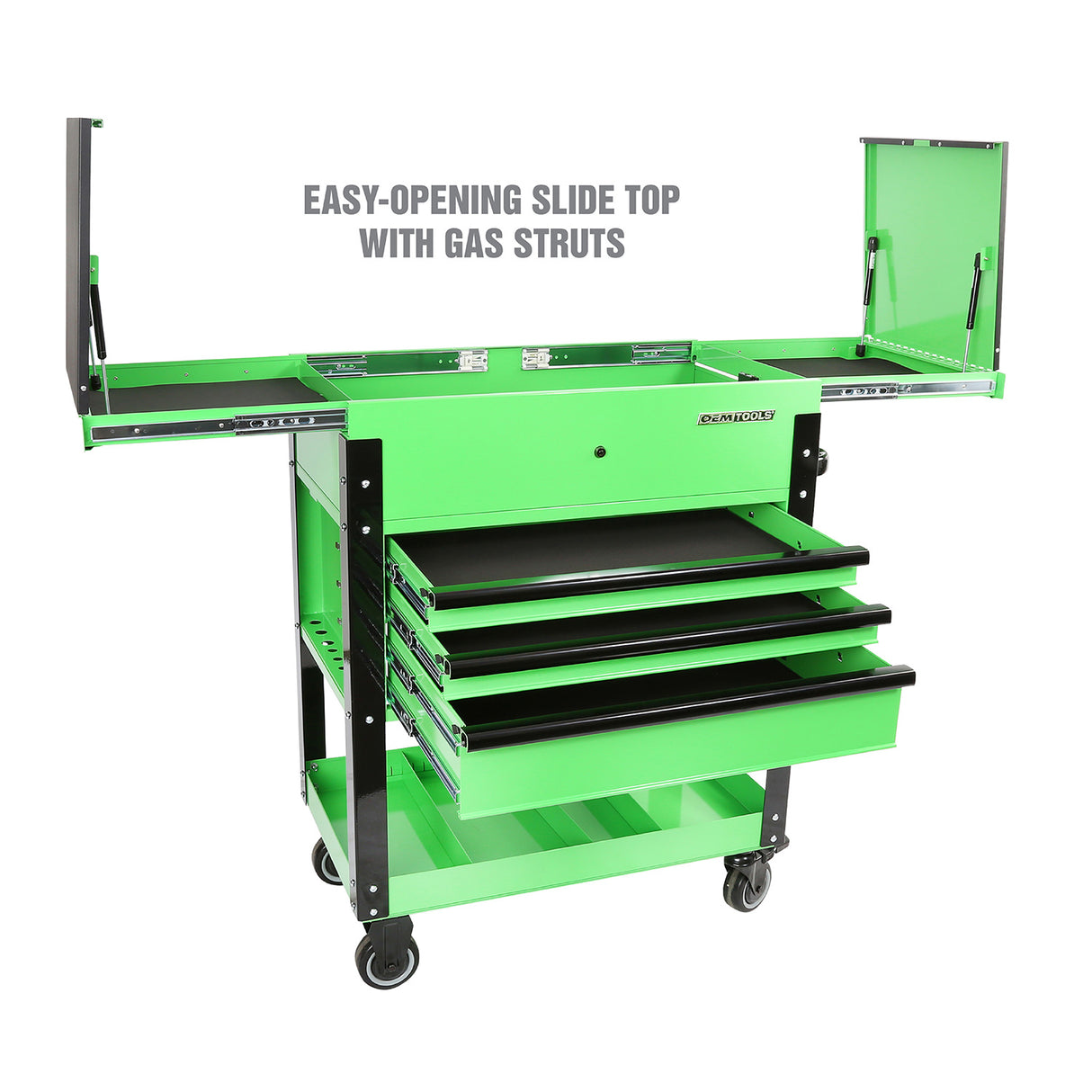 OEMTOOLS 24731 3 Drawer Slide Top Tool Cart - Green Additional Image 3