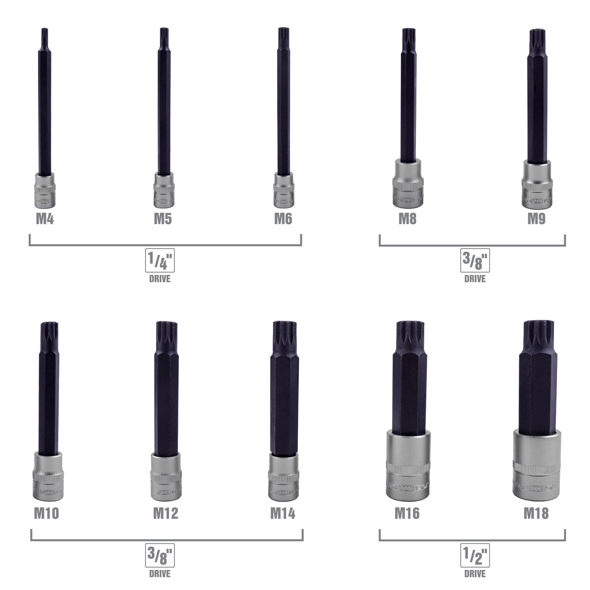 OEMTOOLS 23907 10 Piece Magnetic Long Triple Square Bit Socket Set Additional Image 3