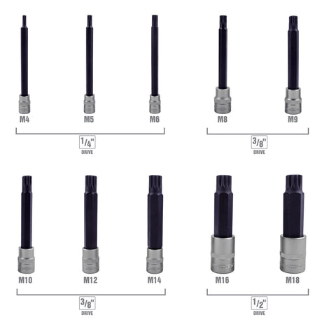 OEMTOOLS 23907 10 Piece Magnetic Long Triple Square Bit Socket Set Additional Image 3